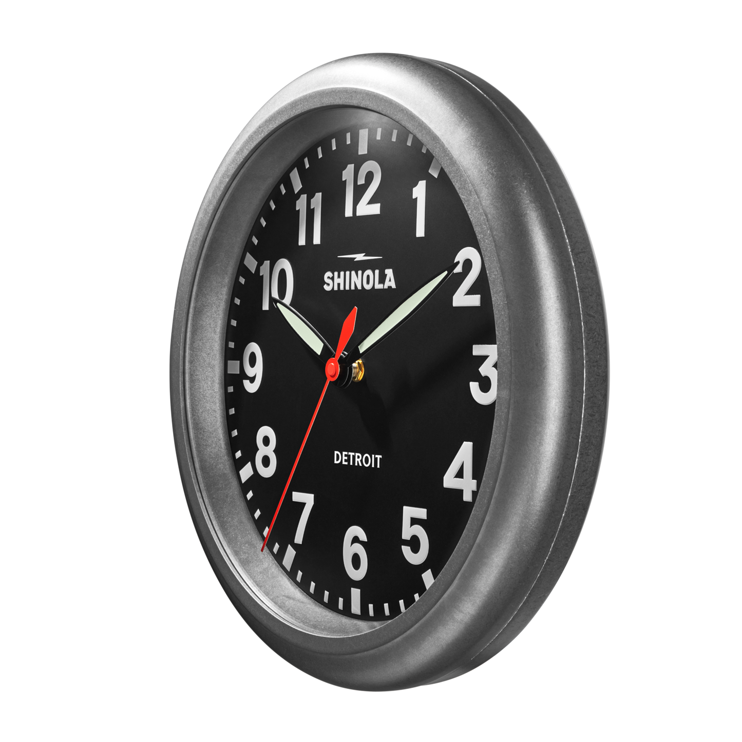 14" Runwell Clock - Tumbled Zinc/Black