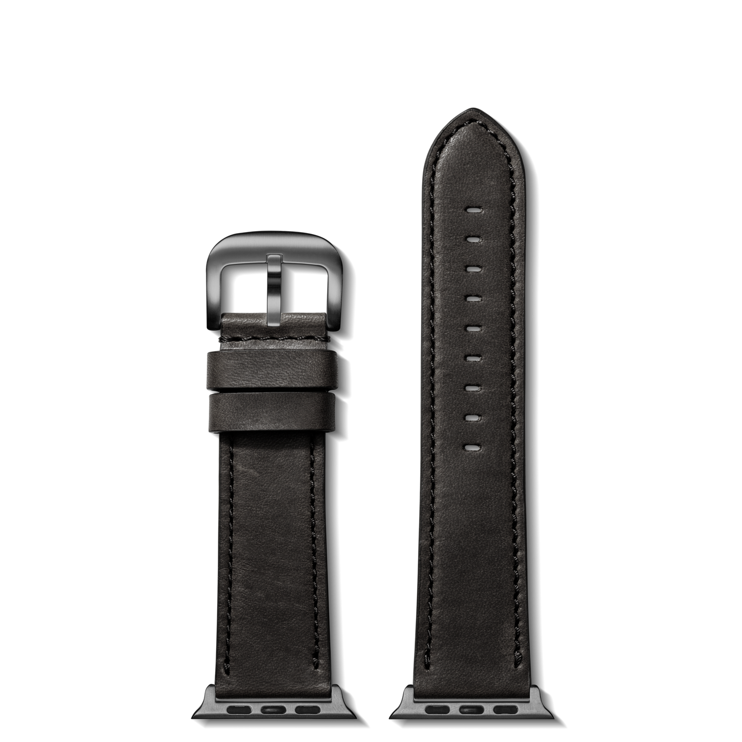 24mm Black Leather Apple Watch Strap - Black