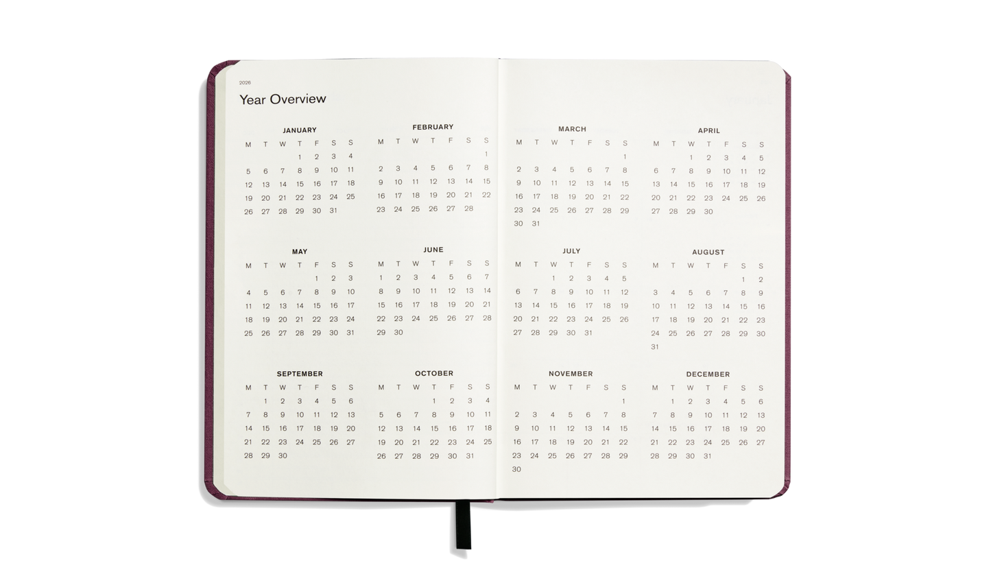 2026 12 Month Runwell Planner - Merlot