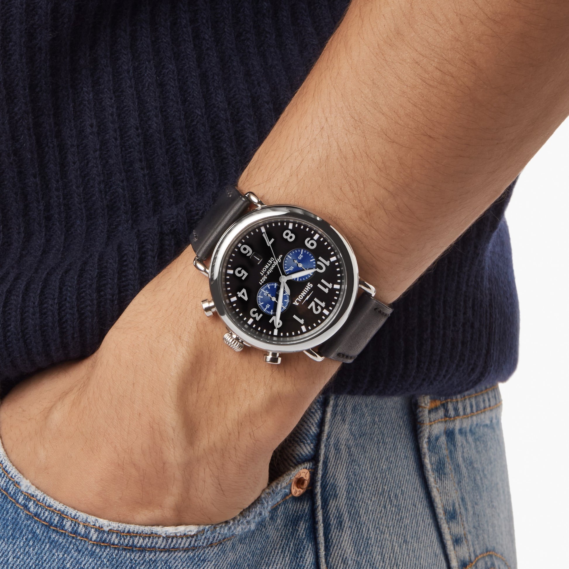 Runwell Chronograph Watch - Glossy Black