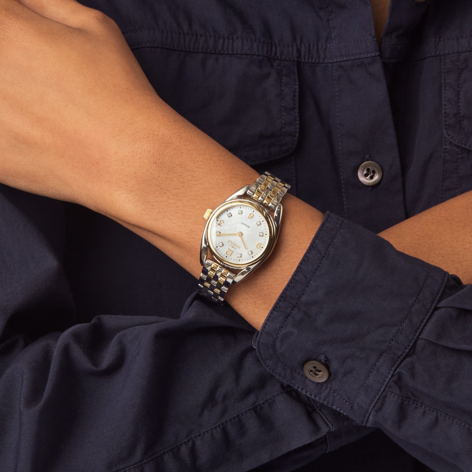 Diamond Derby Watch - White Mother of Pearl