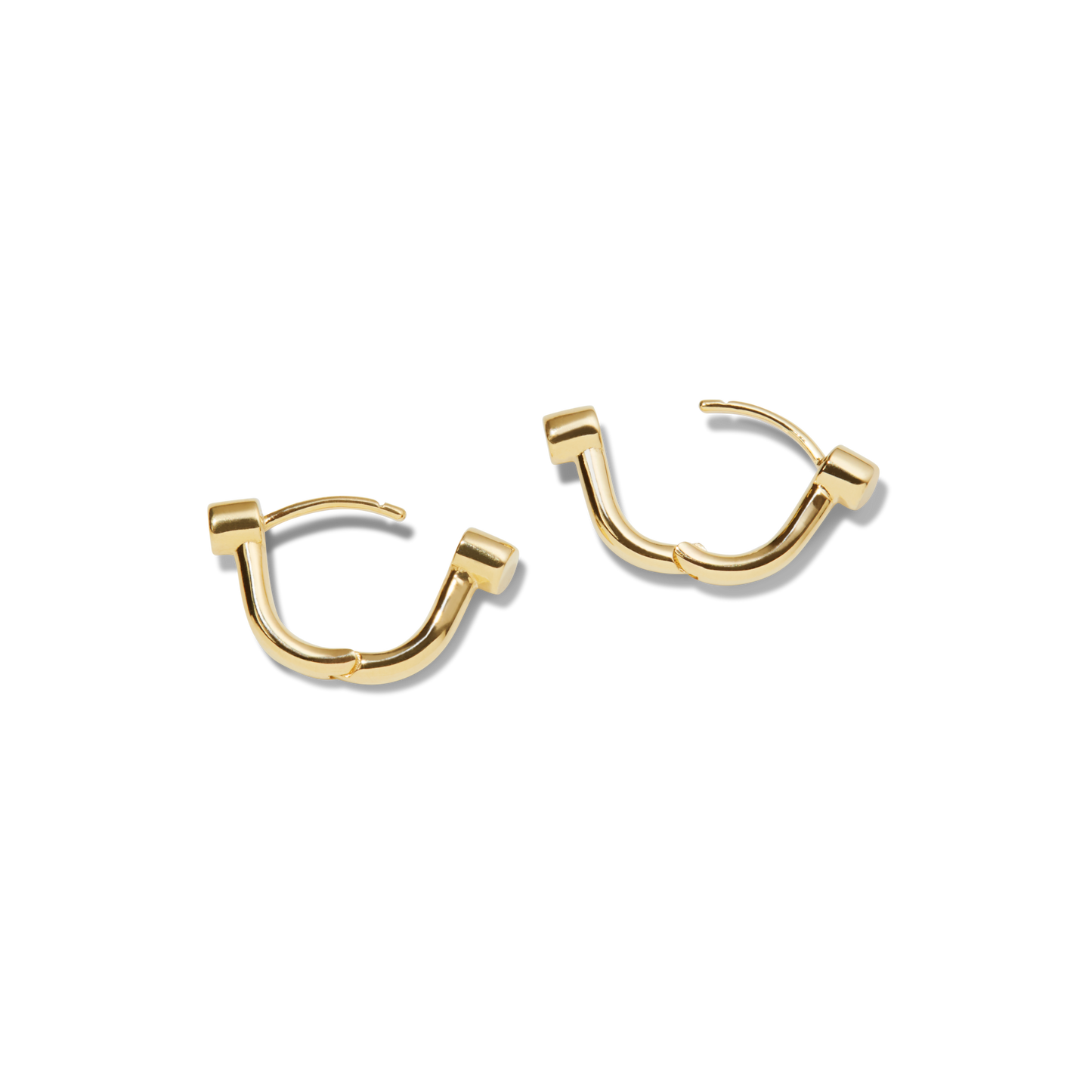 Diamond Bike Lock Huggie Earrings - Yellow Gold