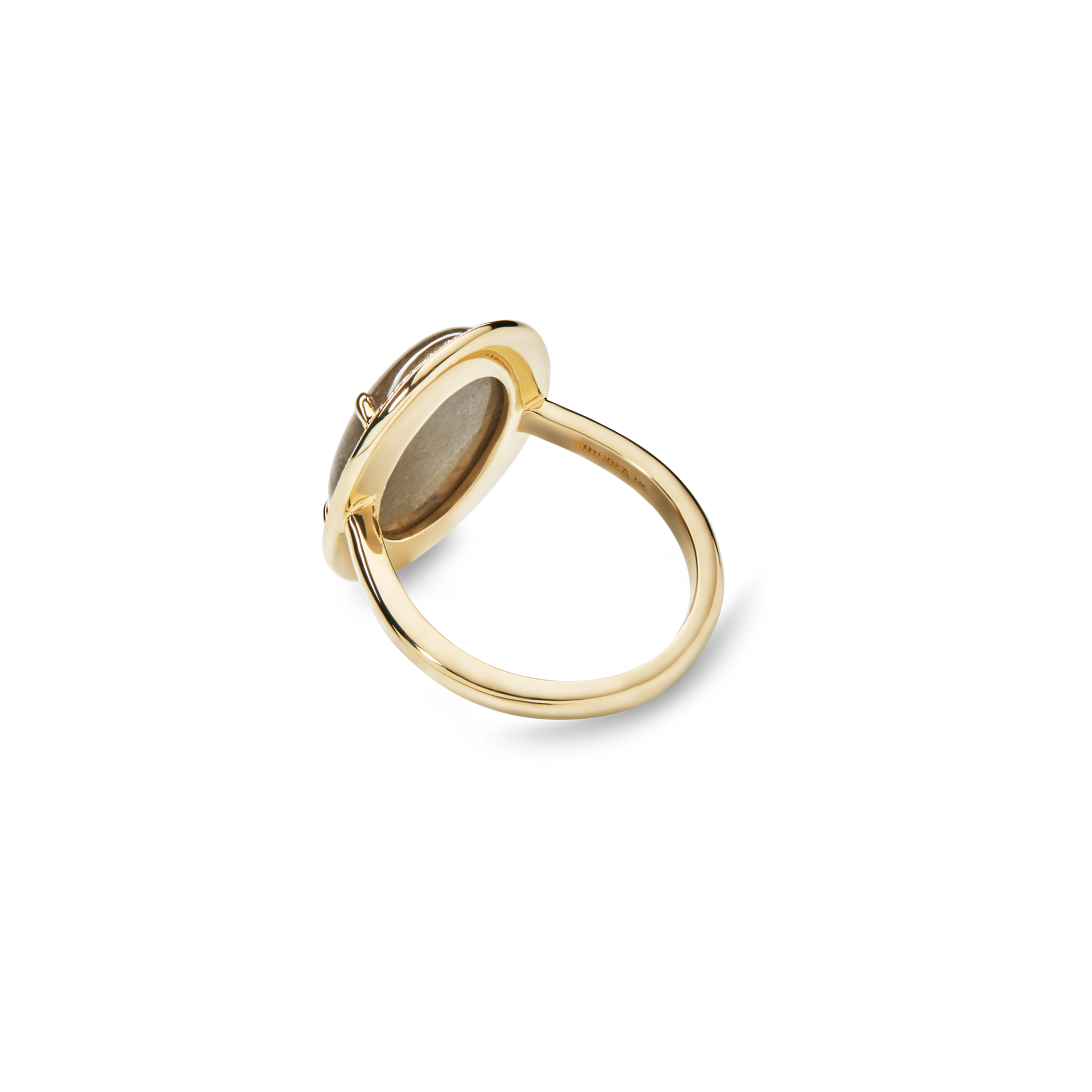 Diamond Pave Oval Petoskey Ring - Yellow Gold