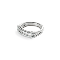 Diamond Pave Rivet Double Row Ring - White Gold
