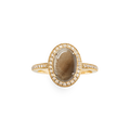 Petite Diamond Pave Petoskey Oval Ring - Yellow Gold