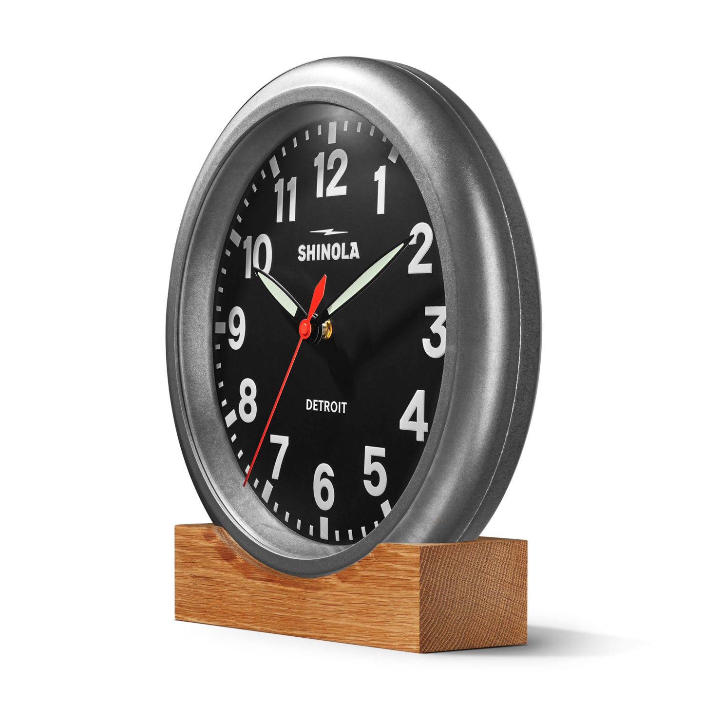 14" Runwell Clock - Tumbled Zinc/Black