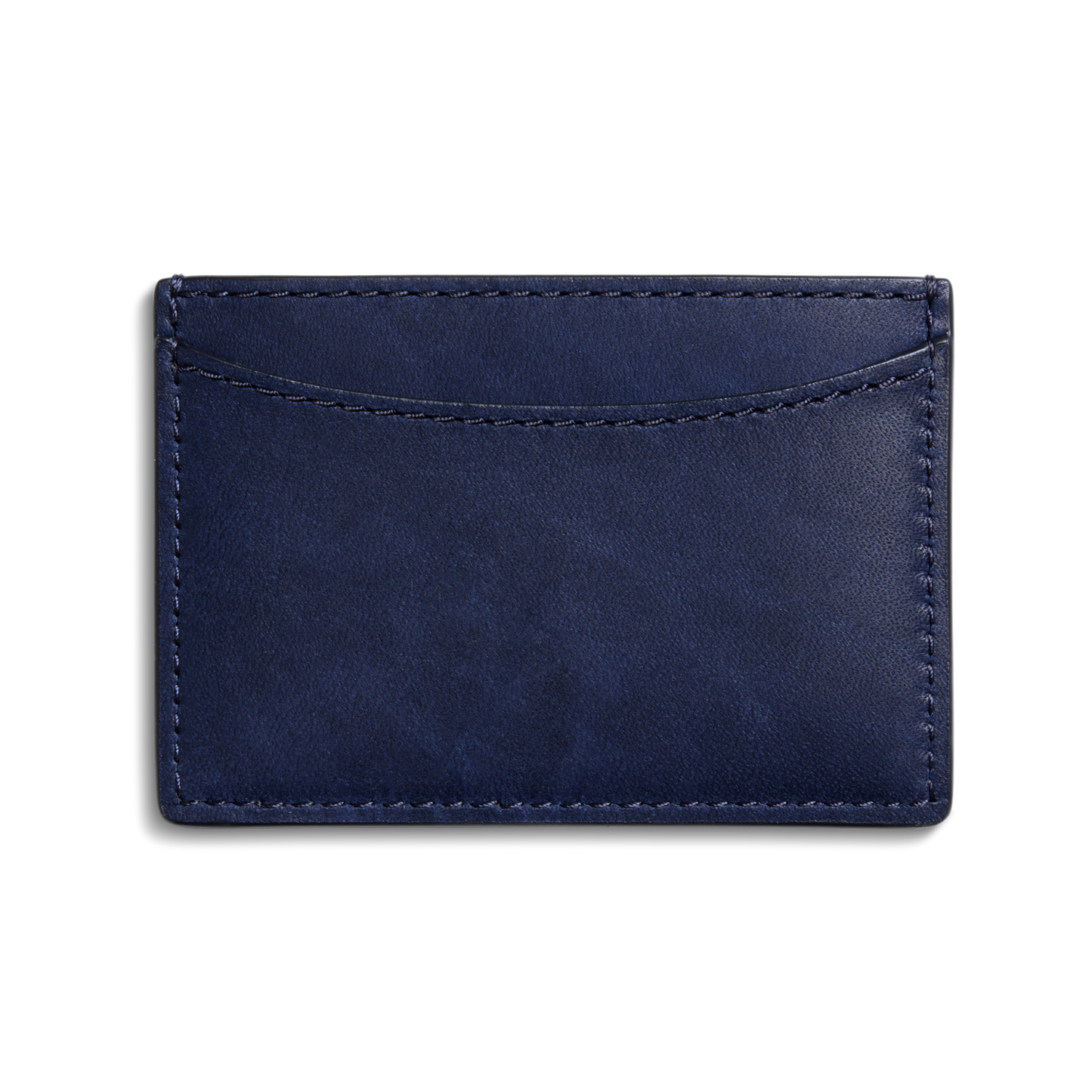 The Shinola Leather 3 Pocket Card Case in Lake is a dark blue leather cardholder featuring three pockets, shown against a plain white background.