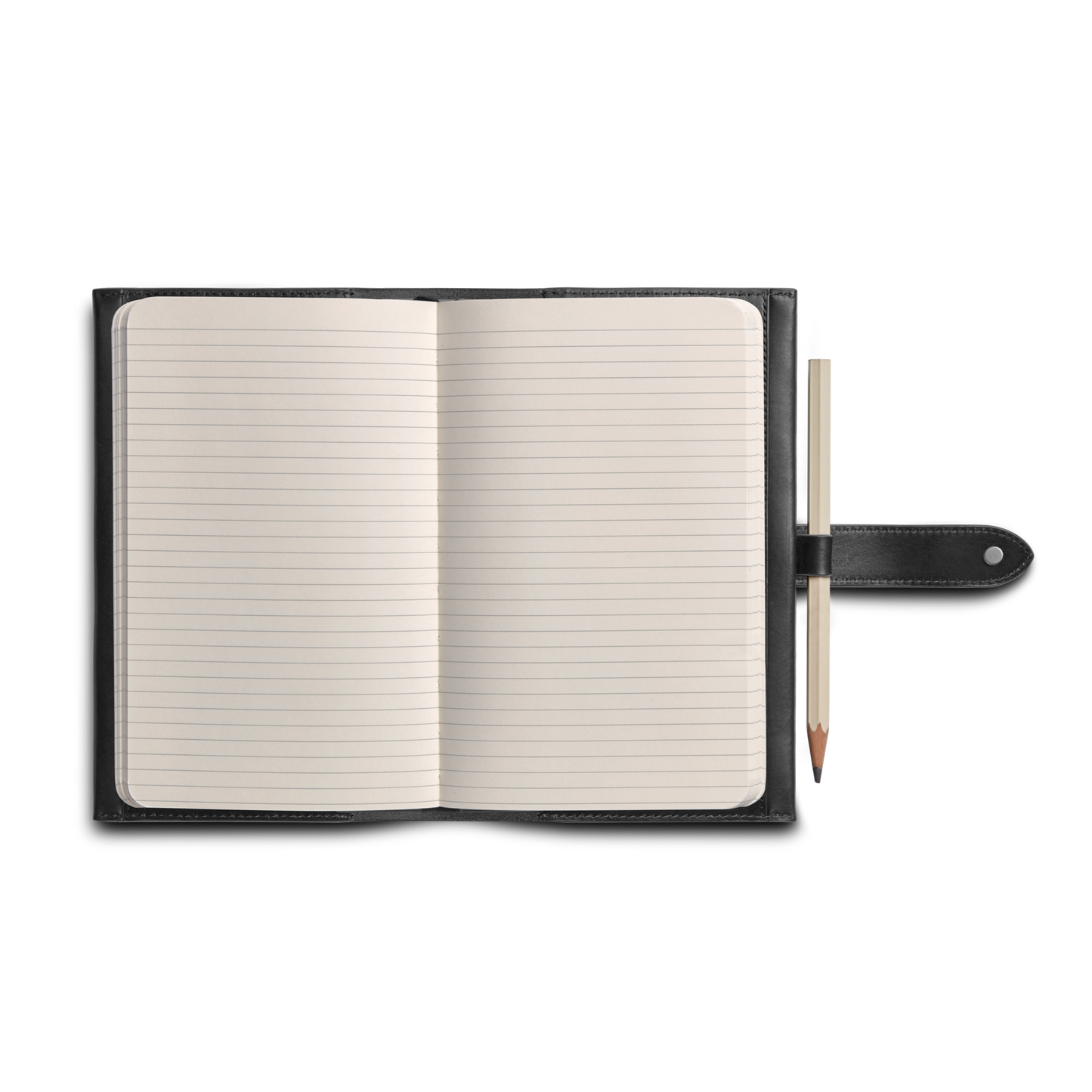 Medium Snap Journal Cover - Black Vachetta